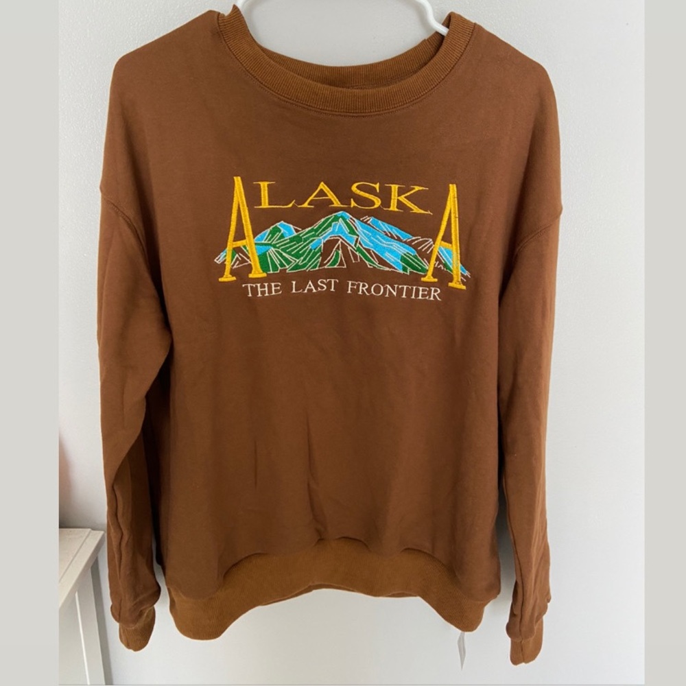 Embroidered Alaska Brown Long Sleeve Shirt